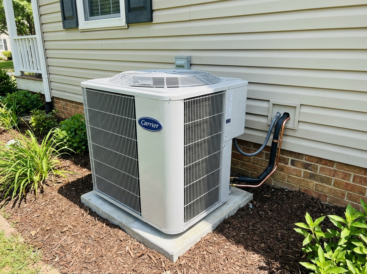 New Carrier HVAC system — clean, efficient installation after Good Times HVAC service